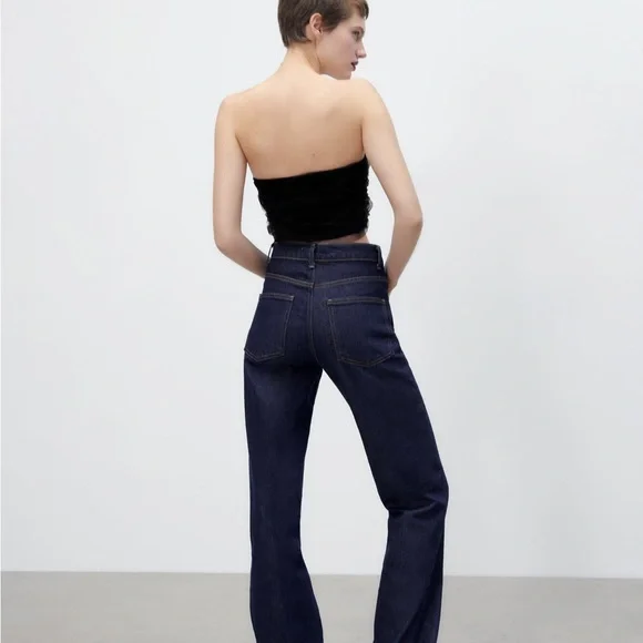 Zara CORSETRY-INSPIRED TULLE CROP TOP Black XS - Picture 10 of 15